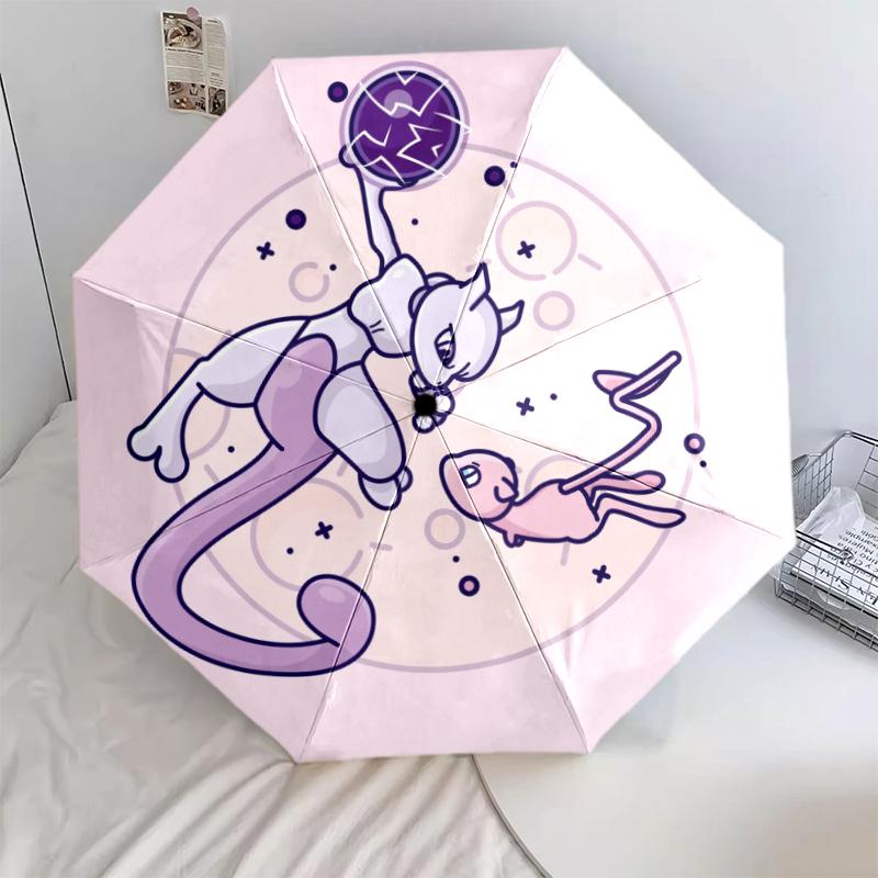 

Mew Pokémon pattern, automatic folding umbrella, portable and foldable design, 8 ribs, a Christmas or birthday gift.