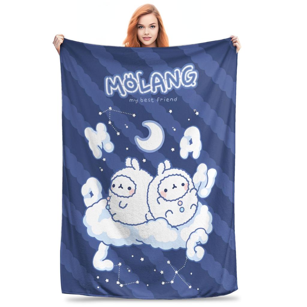 M-Molangs with Piupiu Flannel Throw Blankets  Blankets for Bed Car Warm Bedspread,