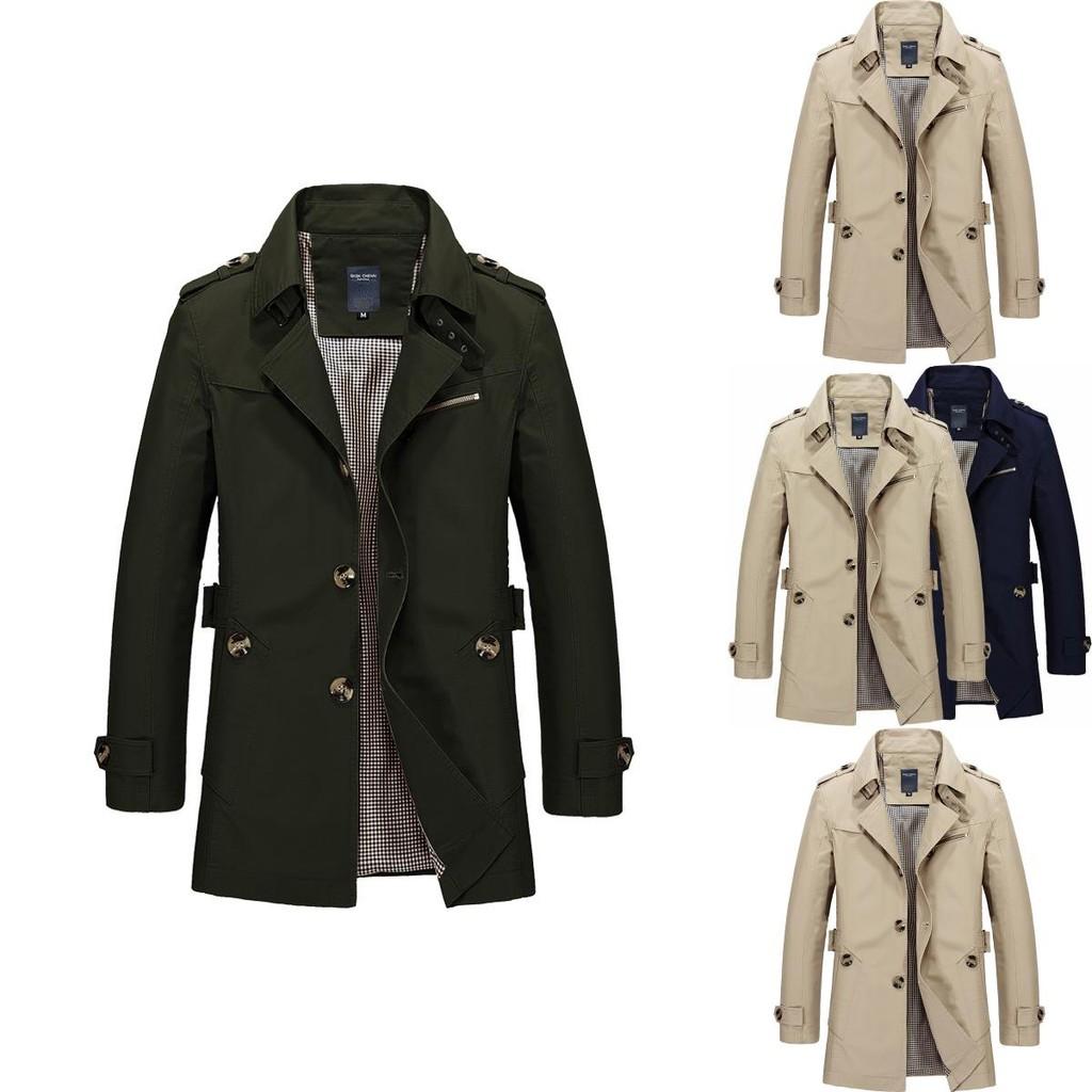 Men's Winter Mid-long Jacket Stylish Casual Overcoat With Lapel Collar And Epaulet Design