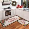VIKAMA 2pcs Christmas Kitchen Area Rug Durable Entrance Welcome Floor Mat for Balcony Corridor Long Rug for Home Decoration