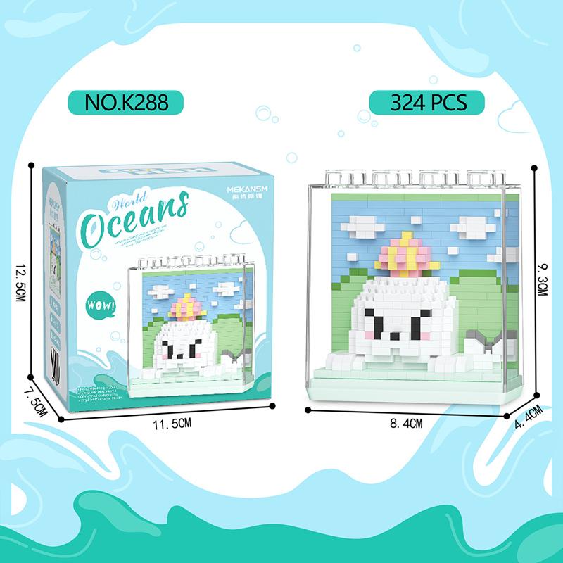 New Marine Life Building Block Toys With Dust Cover Educational Assembly Ornaments Micro-particle Creative Games