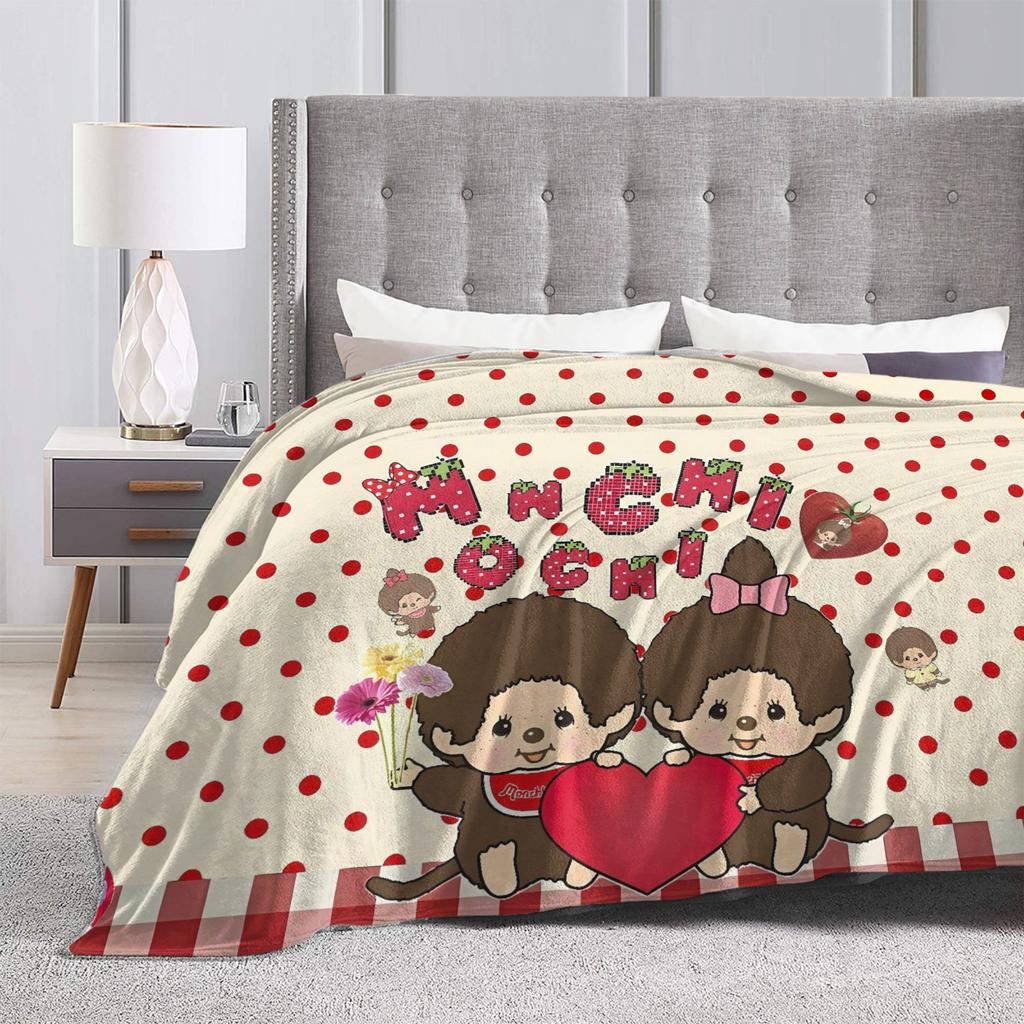 Super warme Decken Kinder Erwachsene Picknick Niedliche Monchichis Überwurf Decke Flanell Tagesdecke Für Couch Stuhl Sofa Bettbezug