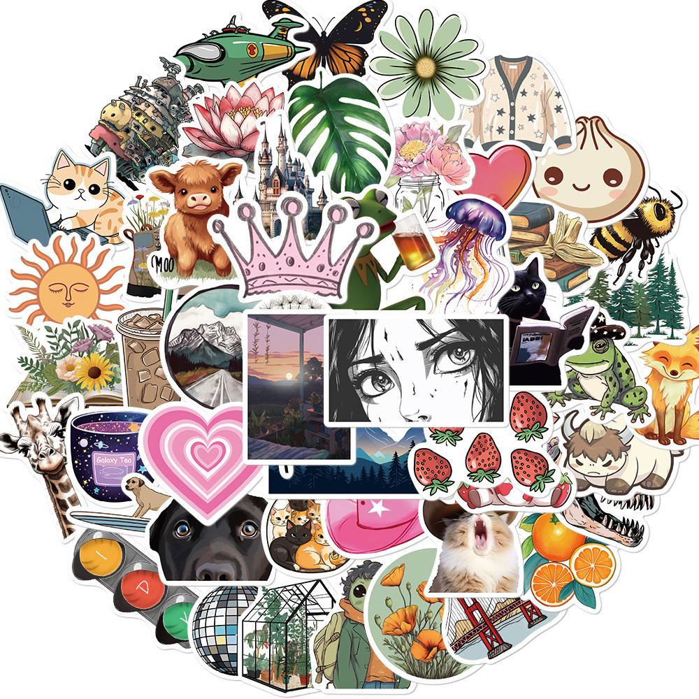 50-Piece Cartoon Trending Themes Graffiti Stickers - Waterproof DIY Decor for Guitar, Notebook & Luggage