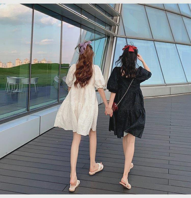 Spring/Summer 2024 French Sweetheart Square Neck Puff Sleeve A-Line Maternity Dress