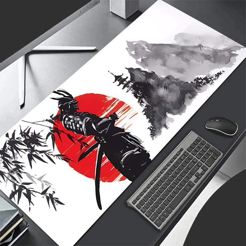Mouse Pad Guerreiro Samurai Mousepad Preto Gamer Acessórios de Computador Teclado Mesa Tapete Empresa Gaming Laptop Mesa Acessório Pc