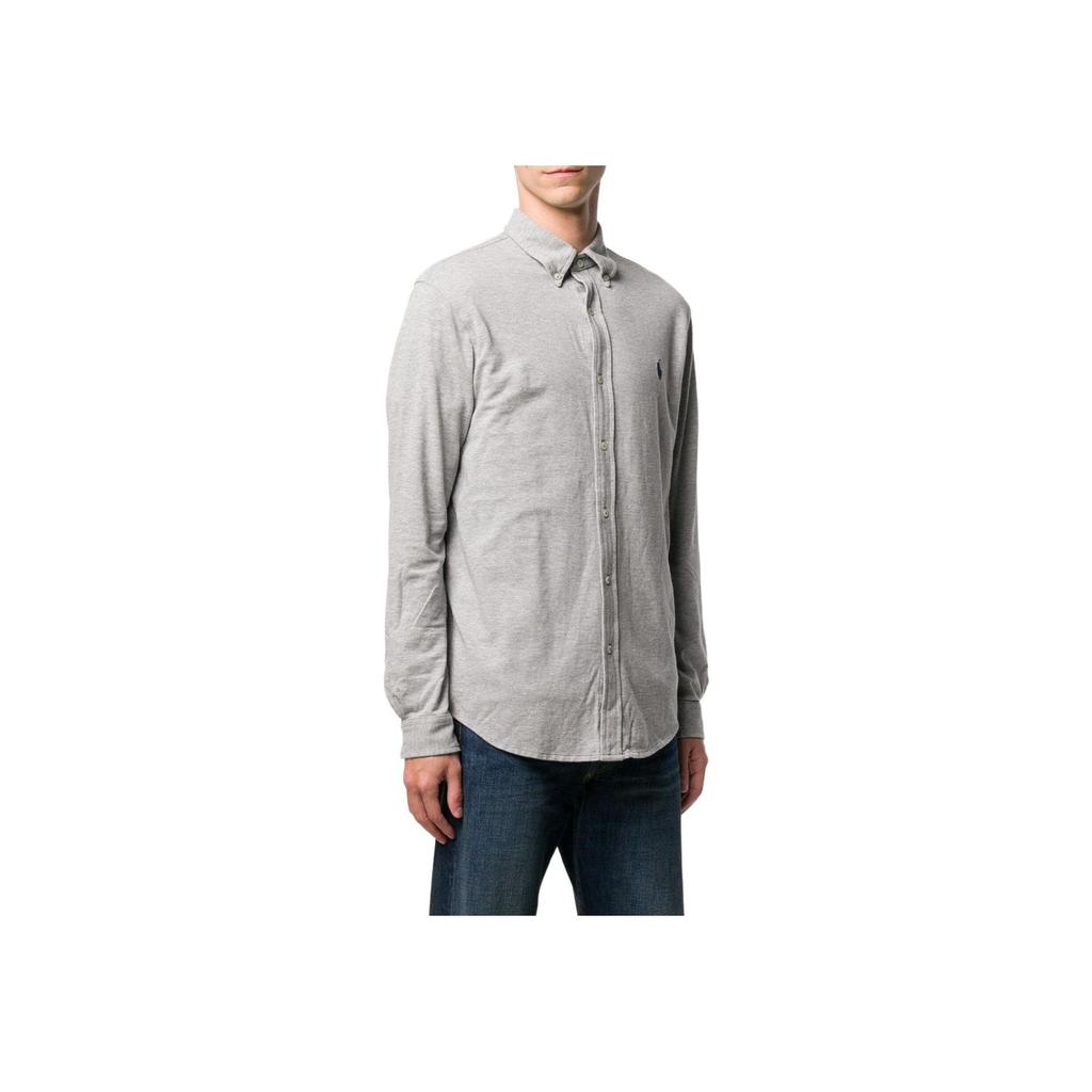 Polo Ralph Lauren Ss22 Logo Embroidered Button-Up Shirt Men shirts Gray 710654408-019
