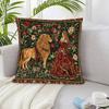 1pc Classic Medieval Beauty and Lion Flower Pillowcase - Elegant European Court Decoration Cushion C