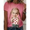 Moda Donna Girocollo Manica Corta Ritratto 3D Ritratto Stampato a Colori T-shirt a Manica Corta Girocollo
