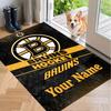 Custom Name Boston Bruins Crystal Velvet Floor Rug Personalized Text Soft Carpet Home Decor