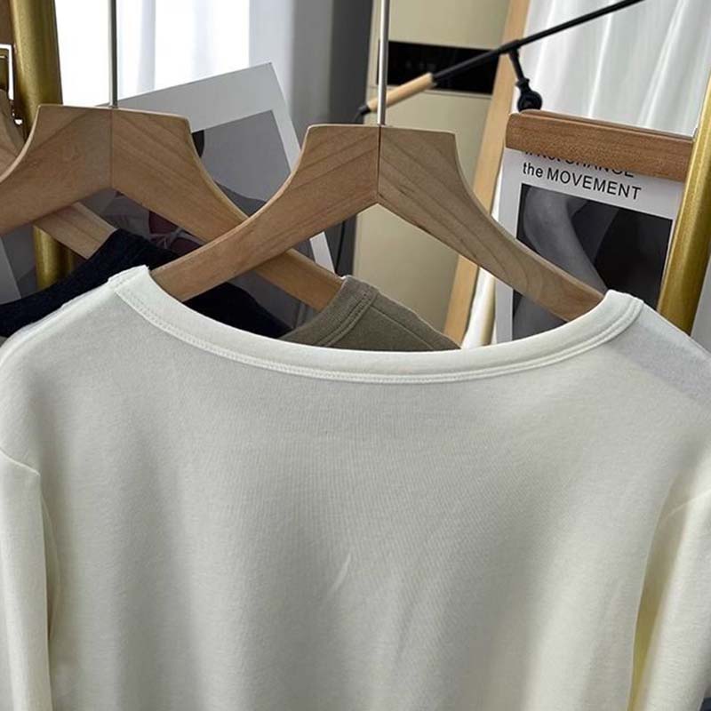 Sweatshirt for Women Autumn Winter Thickened Warm Solid Color Soft Stretchy Long Sleeve Oversize Tops