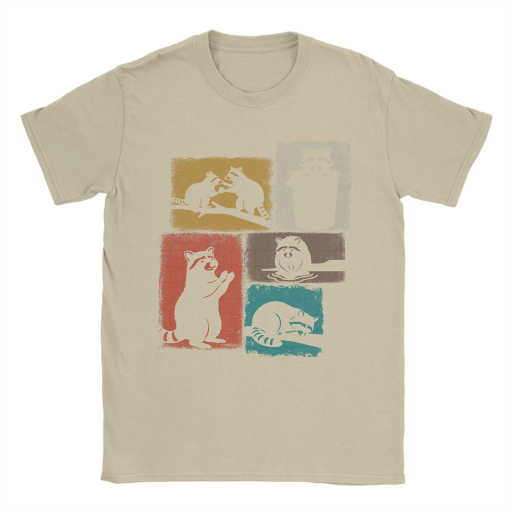 Humorous Raccoon Vintage Collage Trash Panda Lover T-Shirt for Men Round Neck Cotton T Shirt  Short Sleeve Tees Classic Clothing