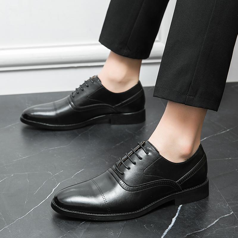 Fashion Luxury Brand Men's Leather Casual Shoes Lace Up British Style Business Shoes Office Banquet Men's Formal Shoes Classic Brown