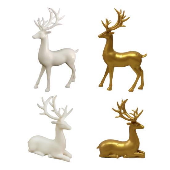 Christmas Reindeer Figurine Small Deer Statue Tabletop Resting/Standing Elk Sculpture for Indoor Home Office Tabletop Mantle Cabinet Desktop Decor