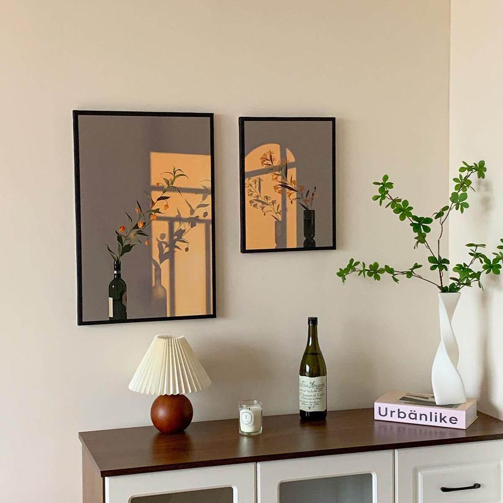 Pintura Decorativa para Sala de Estar - Luz y Sombra: Serie de Curación Floral Fresca, Arte de Pared de Gama Alta de Nicho, Cálido y Artístico