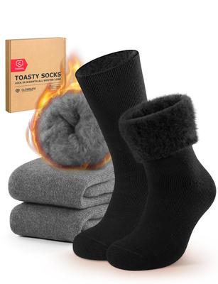 CLOSEMATE Pile Ultra Sizes and Pack of 2 Pairs Men's Socks, Heat-Generating, Thick, Winter, Warm, Moisture-Wicking, Quick-Drying, Odor-Resistant,