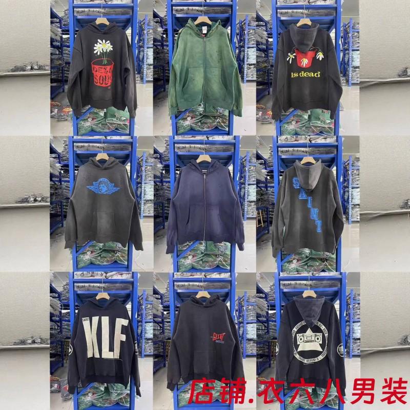 Vintage West Coast Hooded Zip-Up Sweatshirt With Sanskrit Script Print Relaxed Fit Cotton Pullover Men