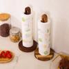 Wooden Paper Towel Holder Kitchen No-Punch Paper Roll Holder Rag Clingfilm Fresh Bag Vertical Solid Wooden Organizer