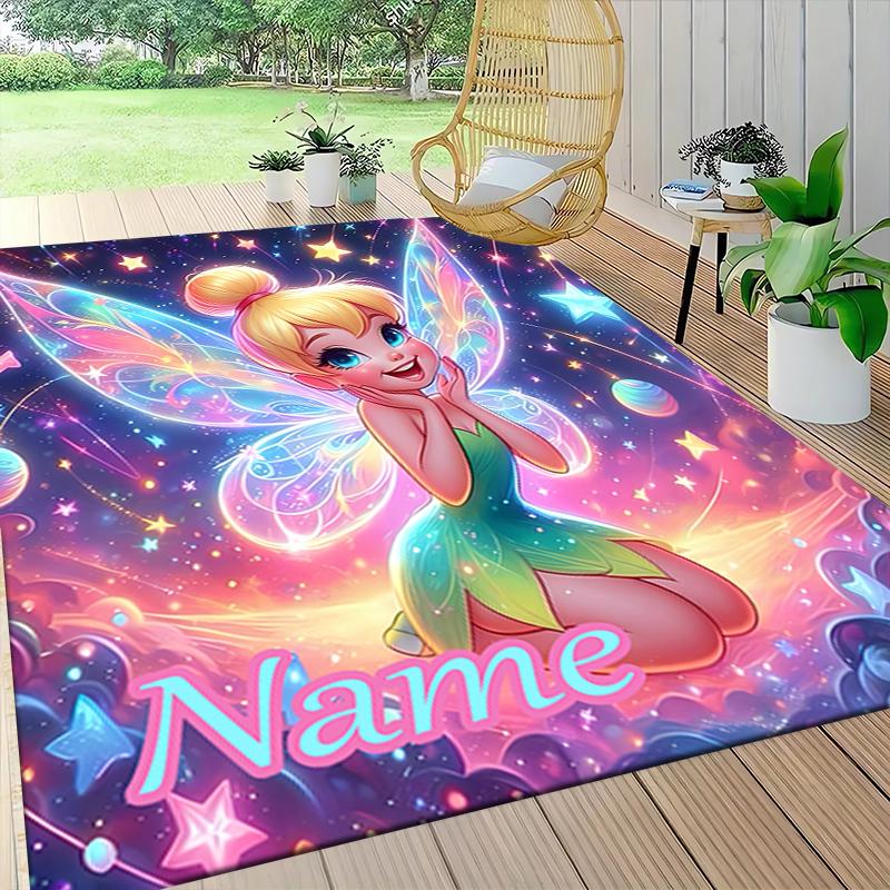 Custom Name Tinkerbell's Magical Night Carpet Rug Customizable Soft Washable Anti-Slip Home Living Room Sofa Mats Personalized Rug. 0909356