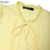 ZANZEA Women Casual Round Neck Solid Color Loose Half Sleeve Long Dress