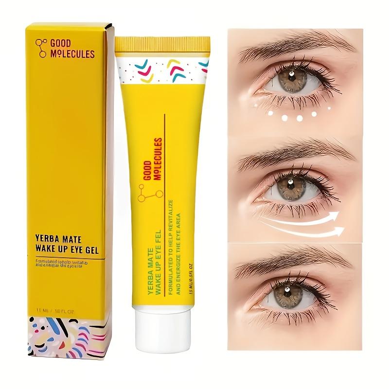 Gel para Ojos, Ingredientes Naturales, con Cafeína Ácido Hialurónico, Fórmula Revitalizante para Todos los Tonos de Piel Beige Claro, Hinchazón, Ojeras, Cuidado para Debajo de los Ojos