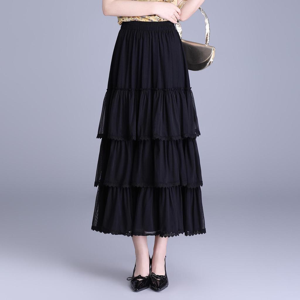 White 3-Tier Lace Trim Flare Skirt - Spring/Summer 2026 Collection