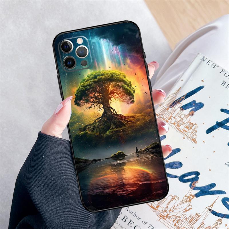 Tree of Life Space Galaxy Stars Phone Case For iPhone 16 Pro Max 11 12 13 Mini 14 15 Pro Max 15 16 Plus XR 16e Cover Coque
