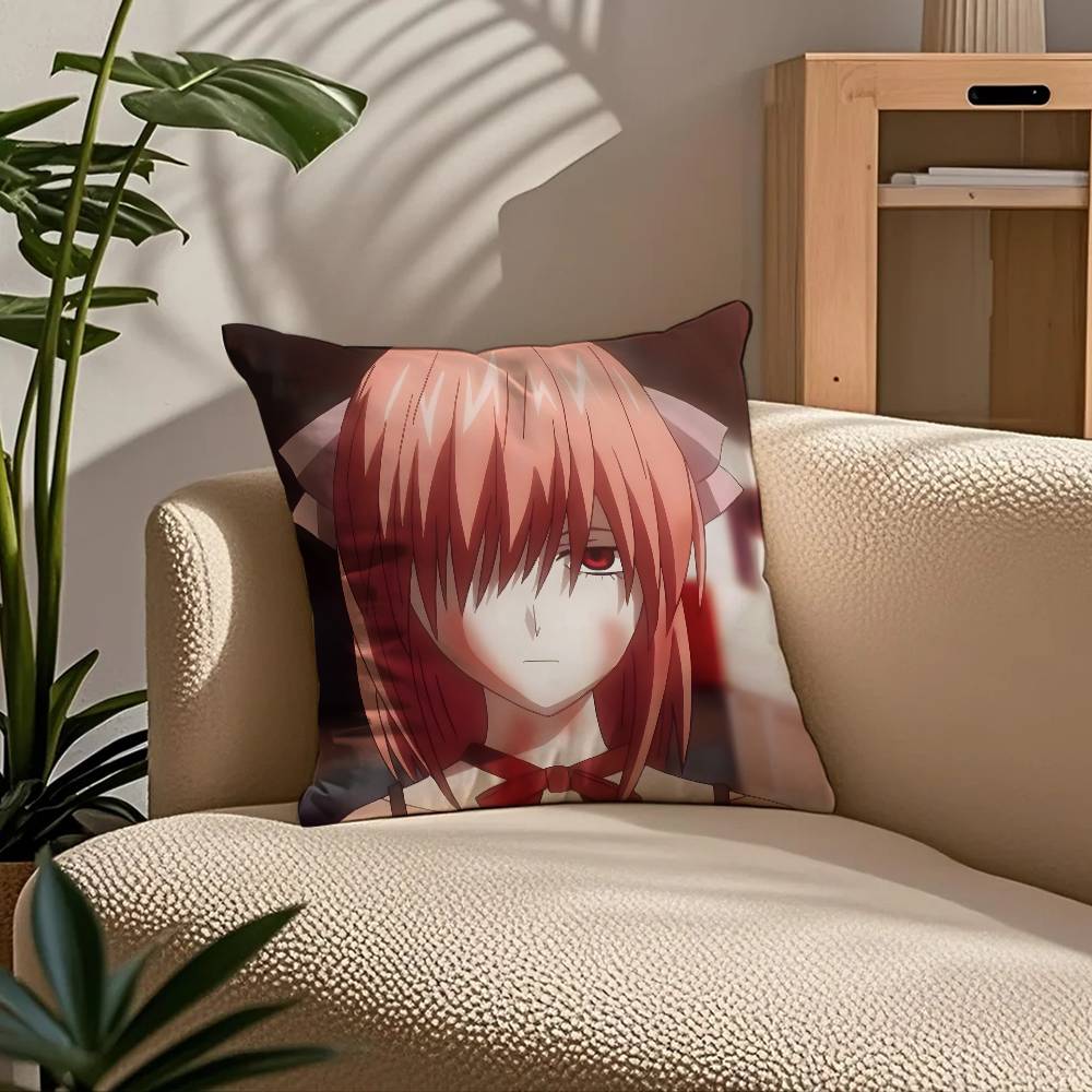 Anime E-Elfen L-Lied Pillow Case Comfort Sofa Bed Silky elegant Invisible zipper Custom Decorative cushion cover