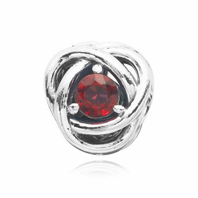 790065C01 July Birthstone True Red Eternity Circle Silver Charm