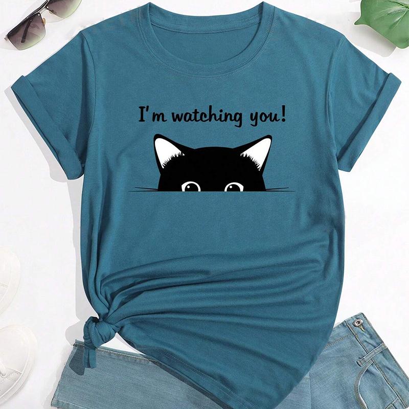 Модная женская футболка с принтом животных и котом — фото 4