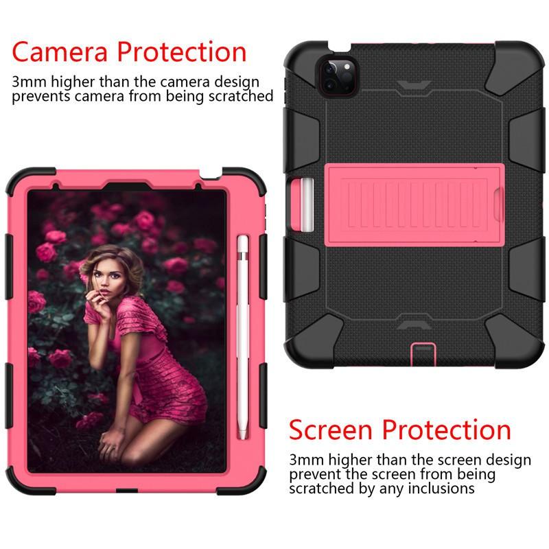 Shockproof Silicone Case With Kickstand IPad Air 4 10.9 Inch 2020 Full Coverage Dual-Tone Design Sleep/Wake Support