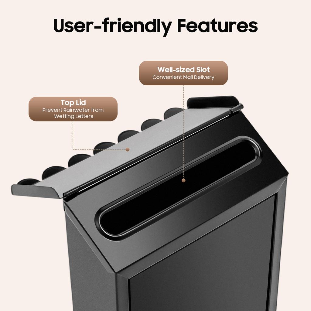 Locking Wall Mount Mailbox, Mail Boxes with Key Lock, Security Key Drop Box for Letters Newspapers, Cards