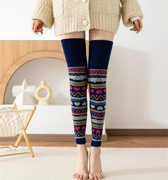 Chaussettes chaudes en laine pour femmes japonaises, longueur genou, pour l'automne et l'hiver