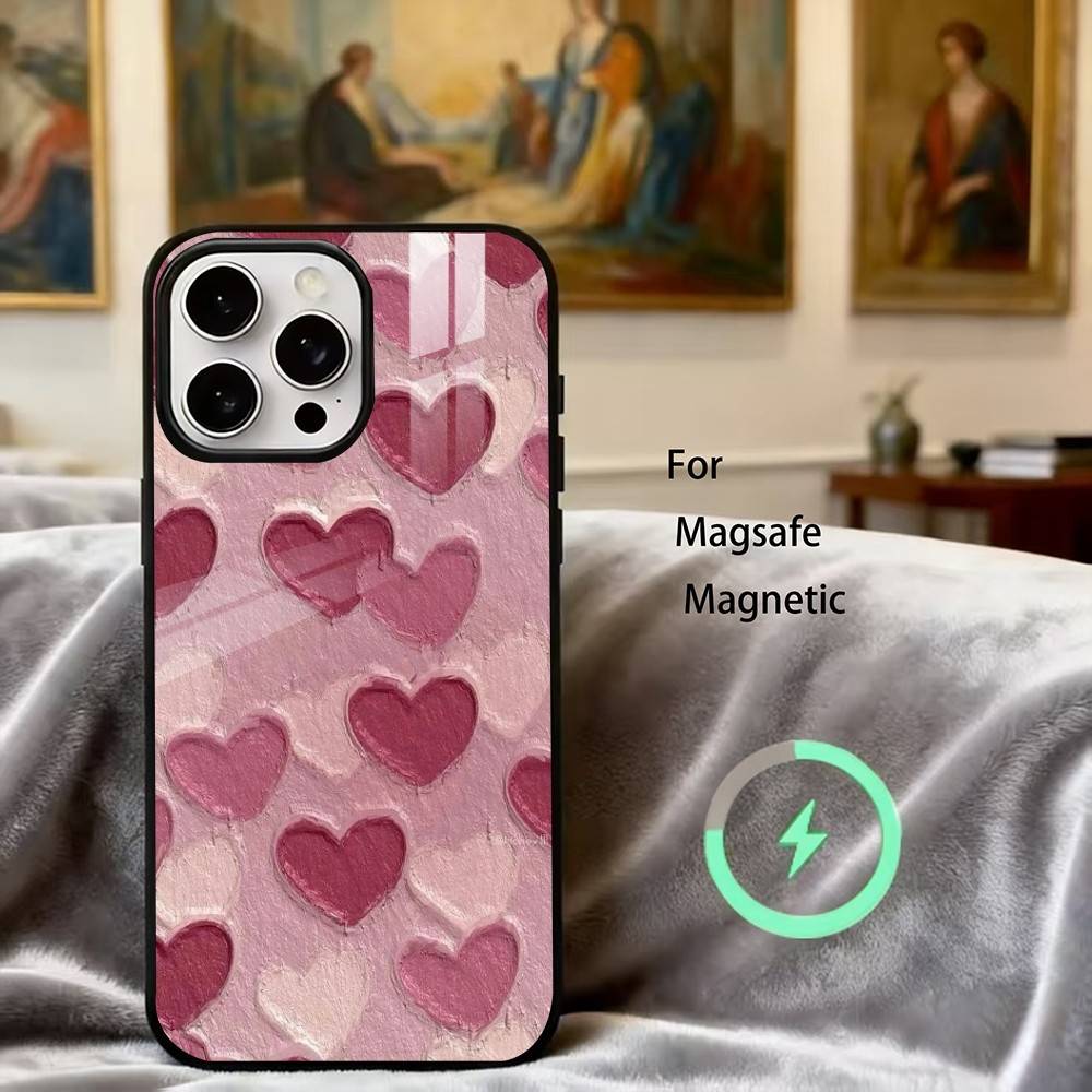 C-Cute L-Love H-Heart Phone Case For iPhone17,16,15,14,13,12,11 Plus,Pro Magnetic with Magsafe Wireless Charging
