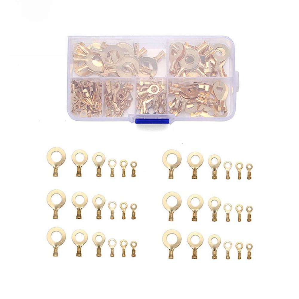 300PCS M5 M6 M8 M10 Copper Iron Ring Cable Lug Terminal O-Type Crimp Connector Non Insulated Assortment Kit
