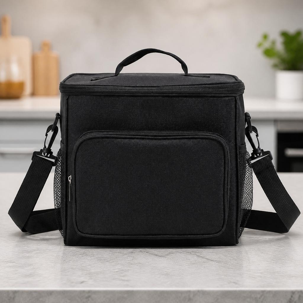 Oxford Cloth Portable Foldable Lunch Bag with Handle and Shoulder Strap Insulated Cooler Bag for Outdoor Work Travel and School Use