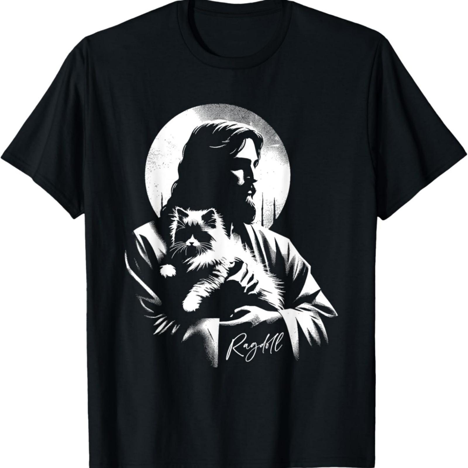 Jesus Ragdoll Cat - Funny Christian Religious Unisex-Adults T-Shirt S