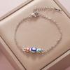 Fashionable Simple Rhinestone Evil Eye Four Leaf Clover Bracelet for Women