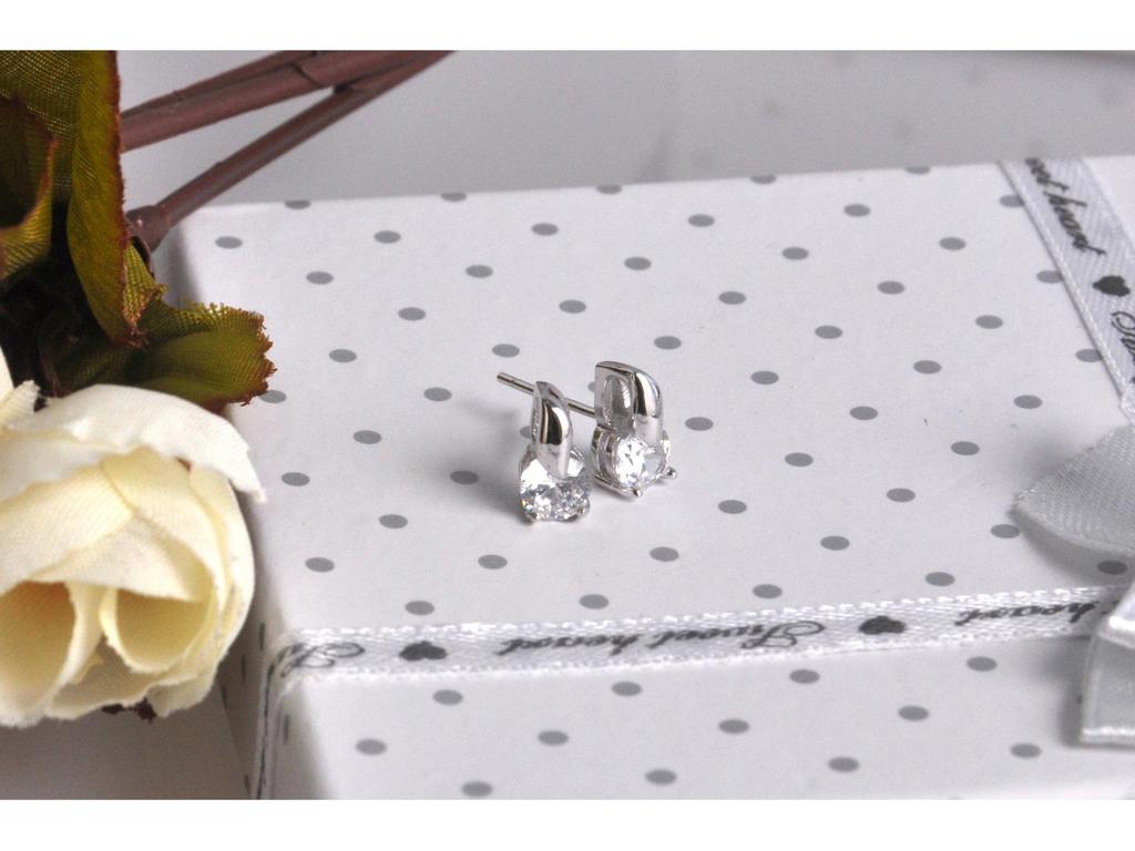 S925 Sterling Silver Korean Style Women's Fox Earrings with Diamond Inlays