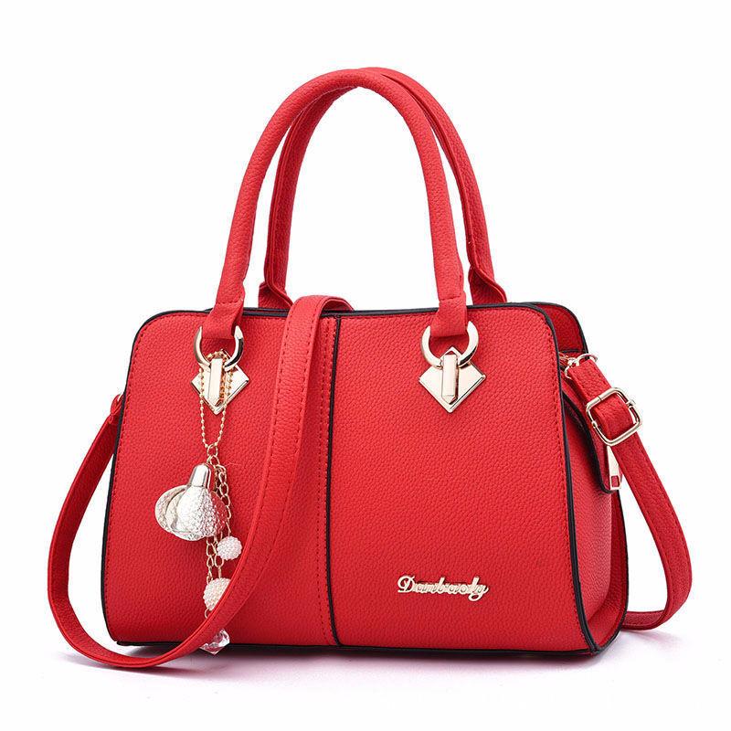 Stylish Vintage Pu Handbag For Women Large Capacity Versatile Crossbody Bag Red