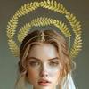 Unique Wheat Leaf Headband Double Layer Hairpiece Bridal Tiaras Stylish Headwear Hair Ornament for Women Costume