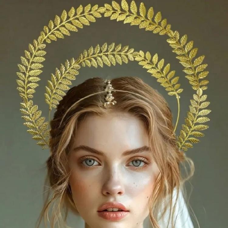 Unique Wheat Leaf Headband Double Layer Hairpiece Bridal Tiaras Stylish Headwear Hair Ornament for Women Costume