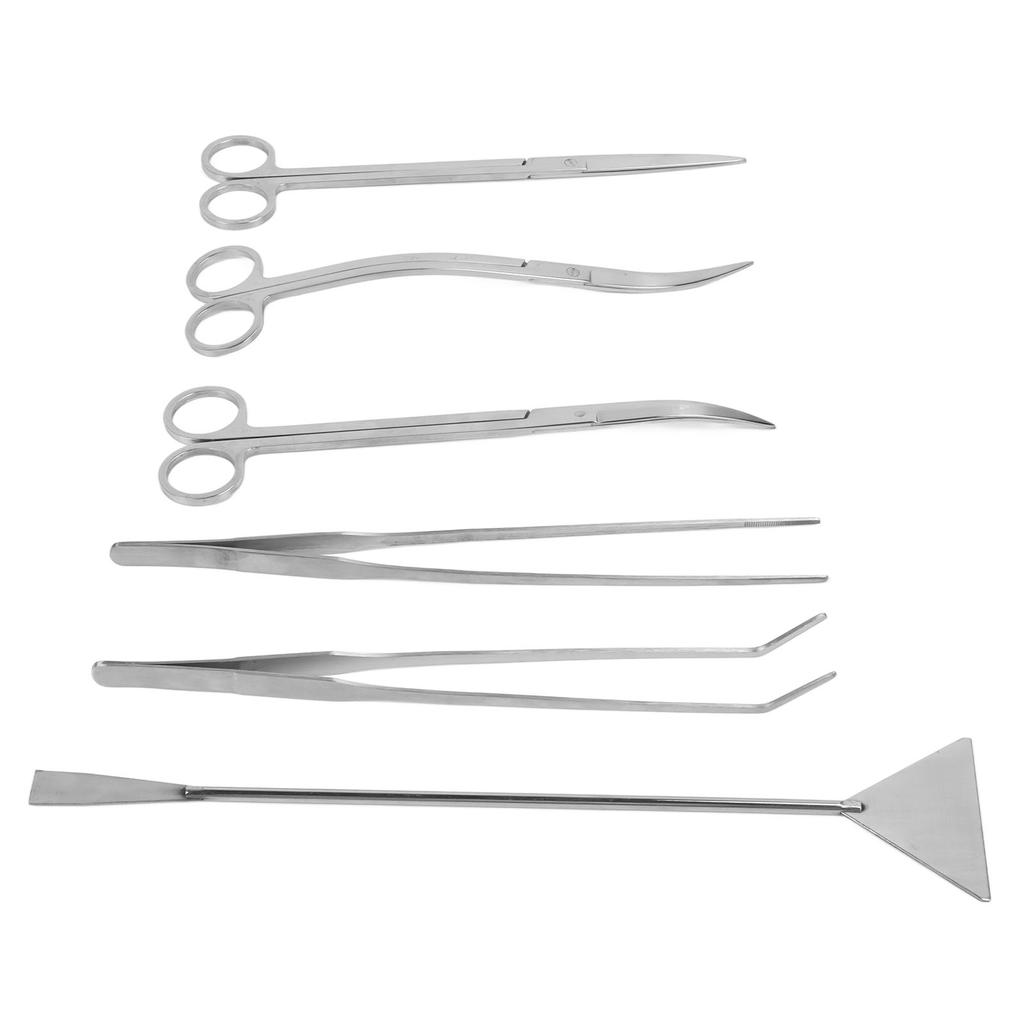 Aquarium Tools Kit Stainless Steel Scissor Tweezer Spatula Terrarium Tools Set with Storage Bag for