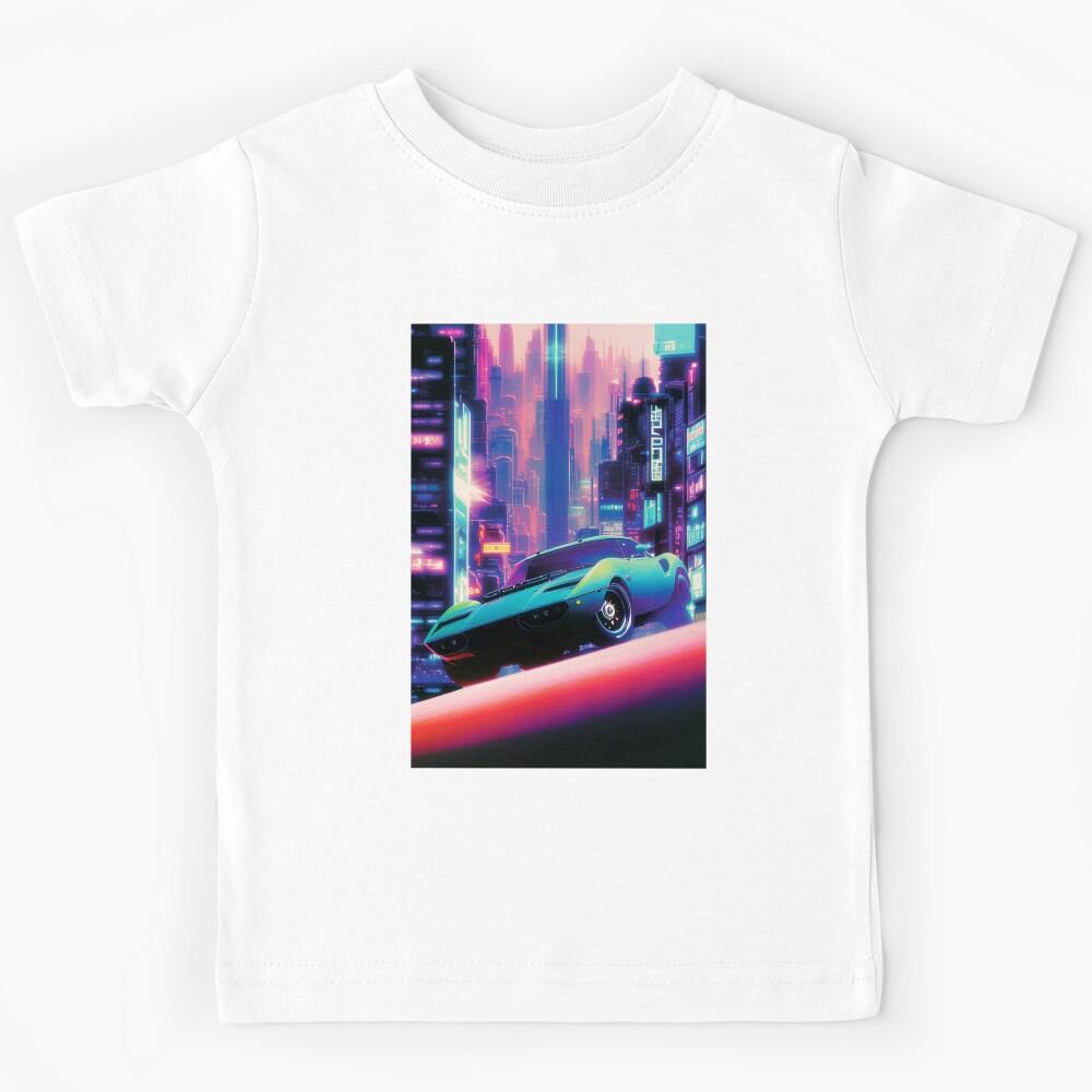 Sportcar On The Streets - Pink Neon Lights Kids T-Shirt 110