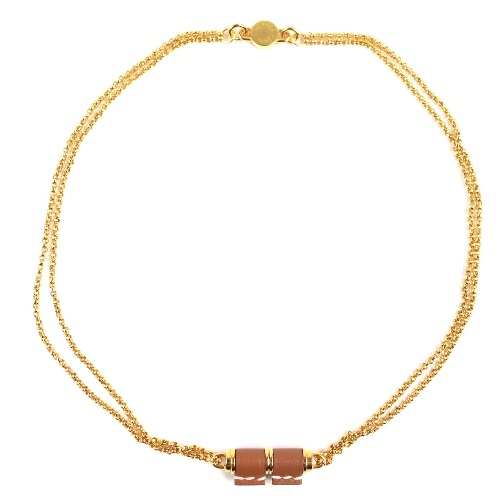 

Бездоганний ГЕРМЕС Намисто Charnier PM Serie золотий Шкіра Vaux Swift Жіночий Вживаний