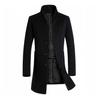 Men Winter Warm Solid Color Woolen Trench Coat Outwear Overcoat Long Jacket