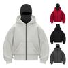 Winter Warm Hoodie Coat Unisex Double Hooded Solid Color Casual Jacket Loose Fit Thick Warm Sweatshirt Coat