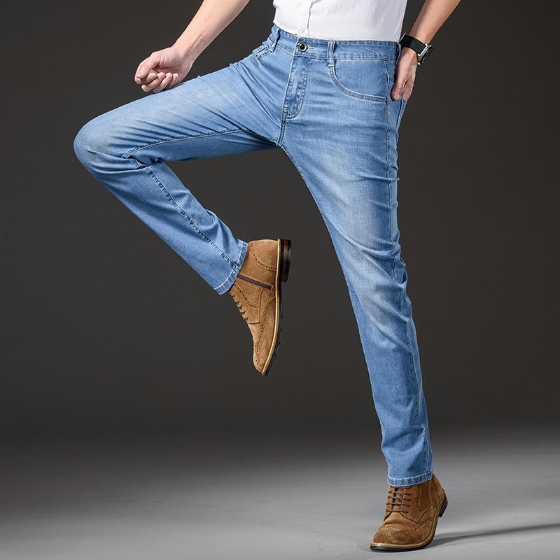 

Новые весенне-летние стрейчевые хлопковые джинсы прямого кроя с высокой посадкой для мужчин 42 синий