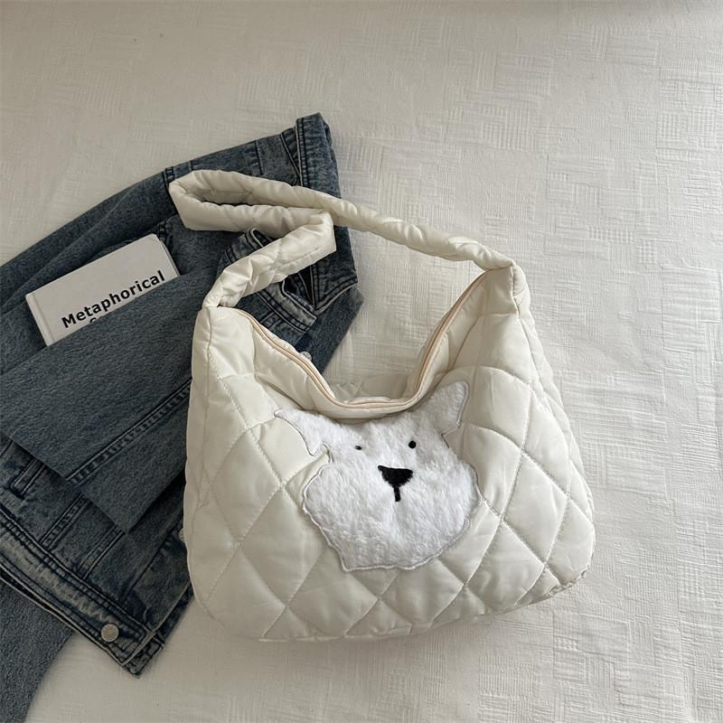 Chic And Spacious Cotton Tote Bag For Women In Black Pink Khaki And White