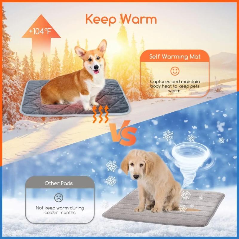 Self-Heating Pet Pad - Extra Warm Thermal Dog Cat Mat Washable Anti-Slip Kennel Crate Pad for Small Medium Pets