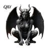 Dark Fantasy Home Decor Gargoyle Figurine, Medieval Winged Statue, Resin Gothic Office Ornament Horn Demon for Bookshelf Desk Architectural Figure